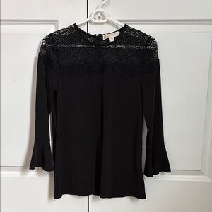 Michael Kors lacy black long sleeve top